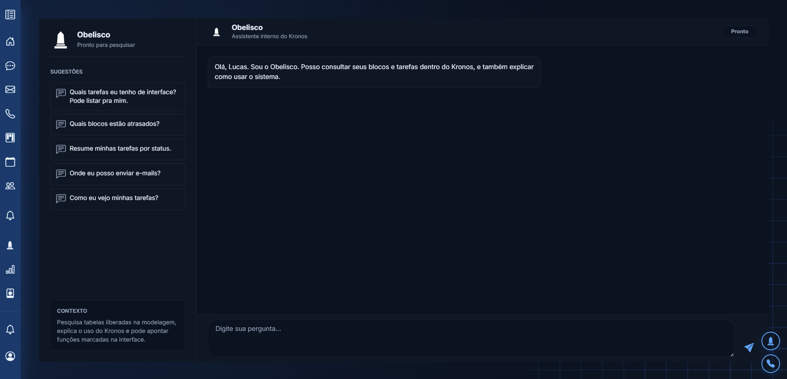 Conversa com IA integrada no modo escuro